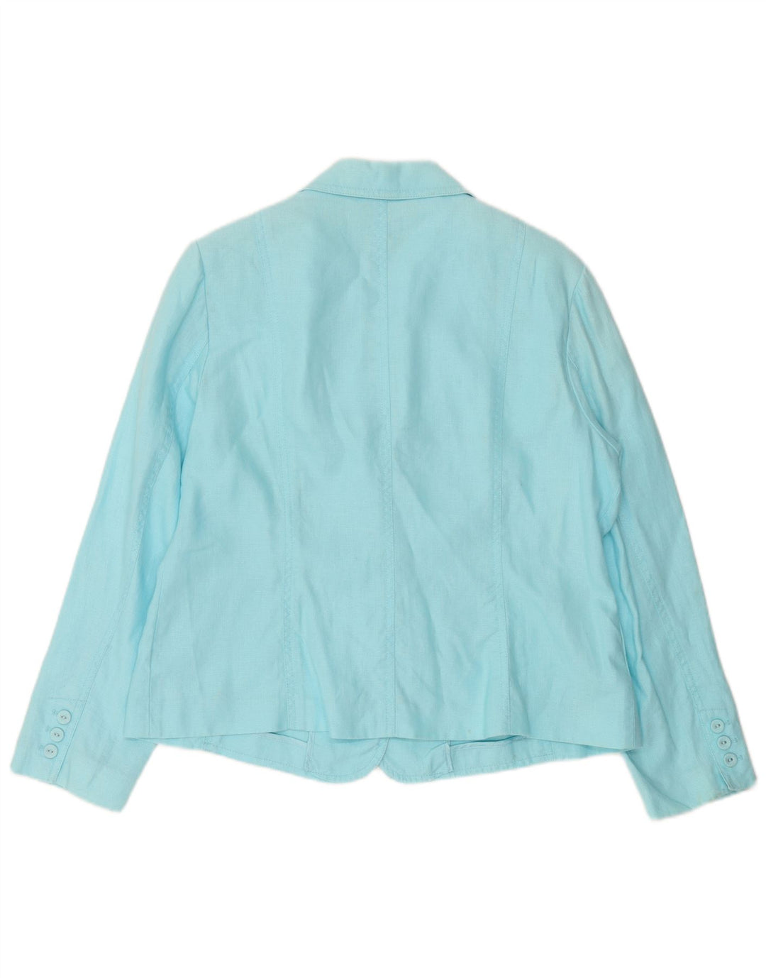 Per Una Damen 4-Knopf-Blazerjacke UK 18 XL Blaues Leinen