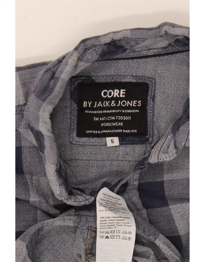 JACK & JONES Herren-Flanellhemd, klein, marineblau, kariert, Baumwolle