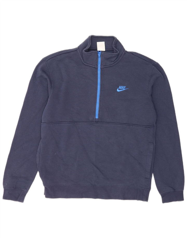 Nike Herren-Sweatshirt mit Reißverschluss am Hals, mittlere marineblaue Baumwolle
