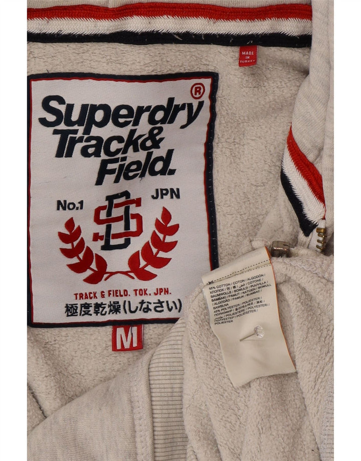 Superdry Damen Graphic Zip Hoodie Pullover UK 14 Mittelgraue Baumwolle
