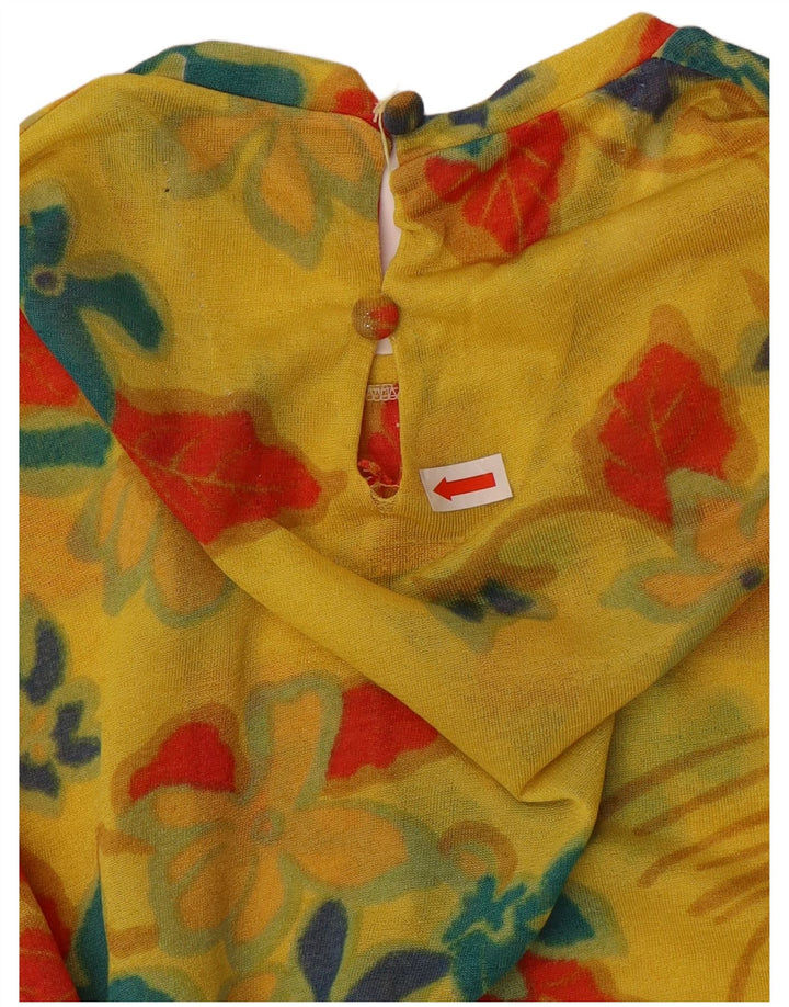 VINTAGE Womens Long Sleeve Blouse Top US 4 Small Yellow Floral