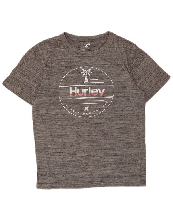 Hurley Damen Petit Graphic T-Shirt Top UK 10 Small Grau geflecktes Polyester