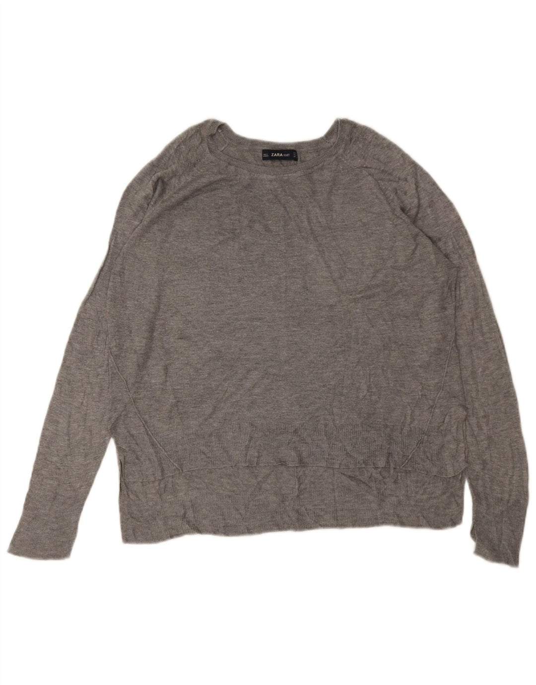 Zara Damen-Pullover mit U-Boot-Ausschnitt, Gr. 14, Mittelgrau