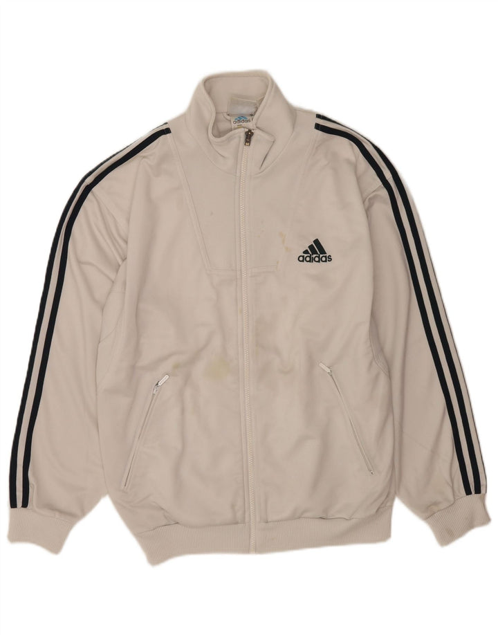 Adidas Herren Trainingsanzug Top Jacke UK 38/40 Mittelweißes Polyester