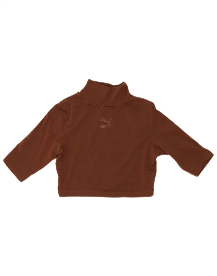 Puma Damen Crop Top UK 10 Small Braune Baumwolle