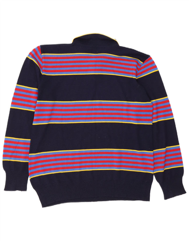 Lemon & Soda Herren-Pullover mit Rollkragen, Mittelblau, gestreift, Wolle