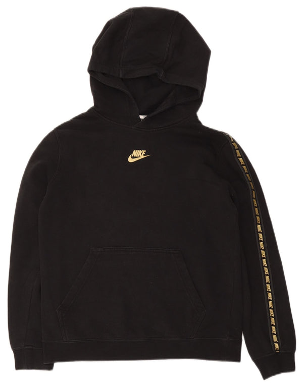 Nike Jungen-Pullover mit grafischem Kapuzenpullover, 12–13 Jahre, groß, schwarze Baumwolle