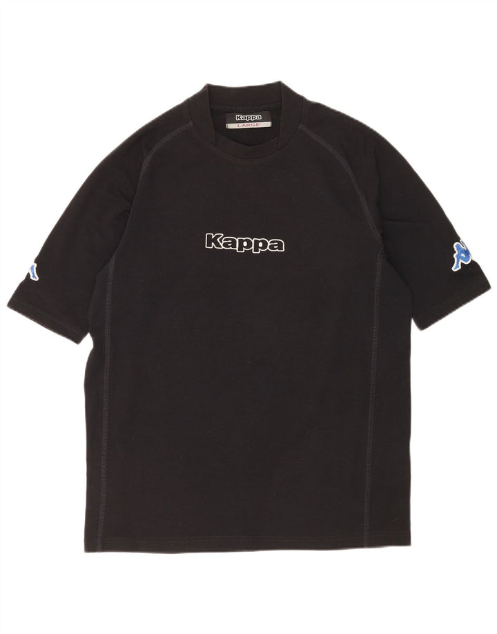 Kappa Herren-T-Shirt mit Grafik, groß, aus schwarzem Polyester