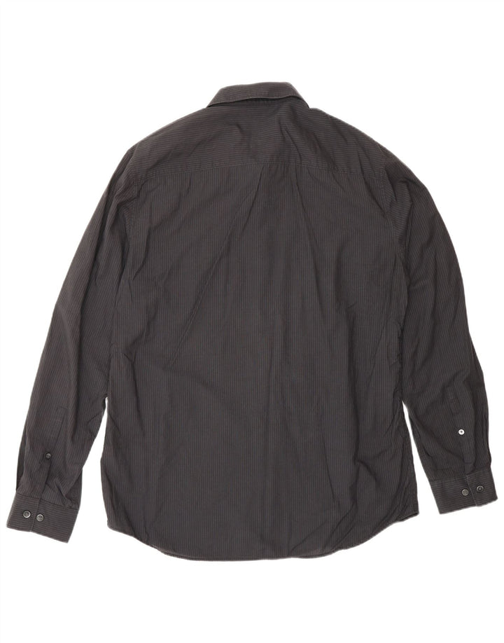 CALVIN KLEIN Herrenhemd mittelschwarz gestreift aus Baumwolle