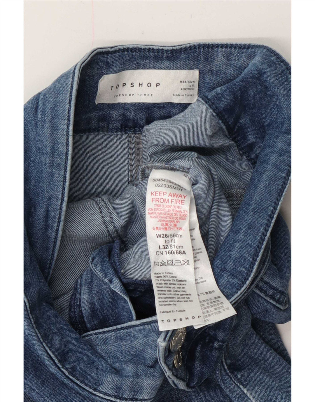 Topshop Damen High Rise Flared Jeans W26 L32 Blaue Baumwolle