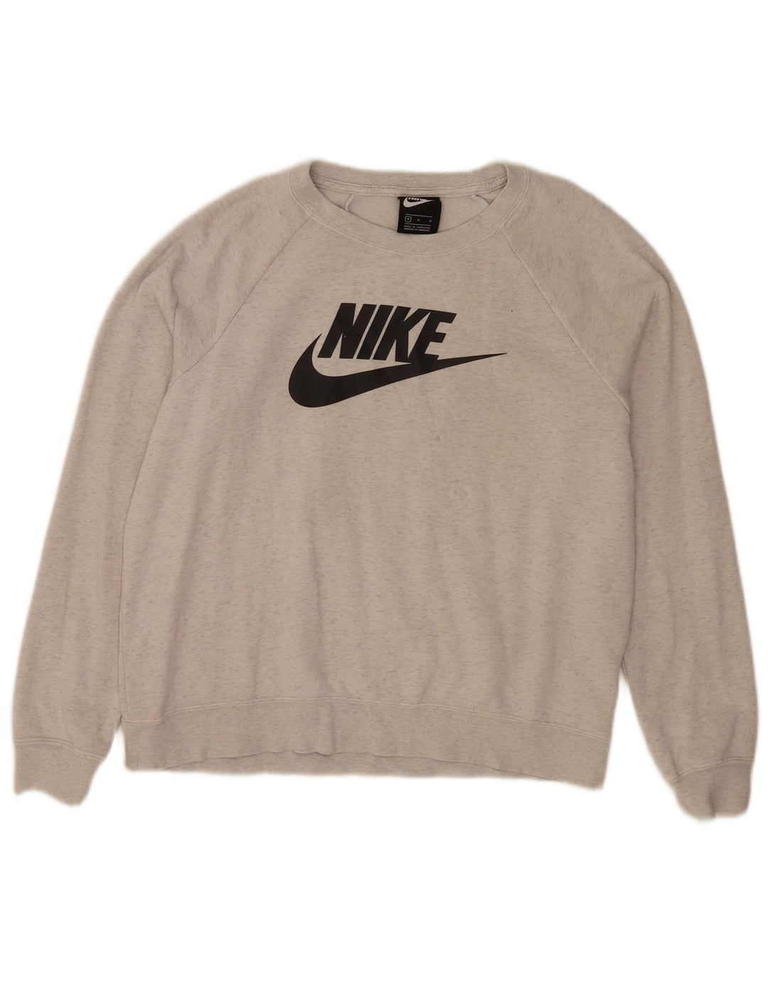 Nike Womens Graphic Sweatshirt Pullover UK 14 Mittelgrau gefleckte Baumwolle