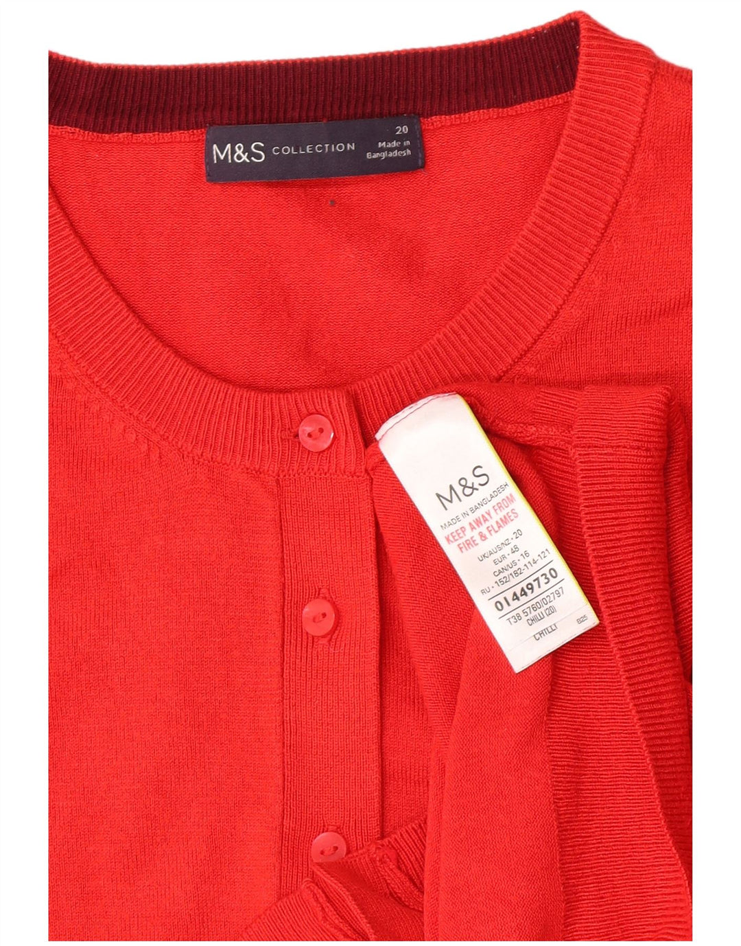 Marks & Spencer Damen Strickjacke Pullover UK 20 2XL Rote Viskose