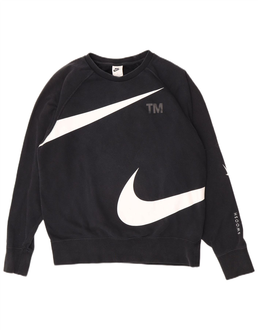Nike Herren-Sweatshirt mit Swoosh-Grafik, mittlere schwarze Baumwolle