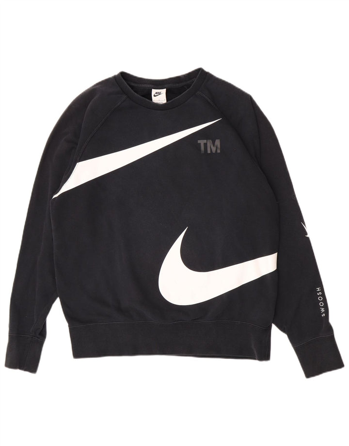 Nike Herren-Sweatshirt mit Swoosh-Grafik, mittlere schwarze Baumwolle