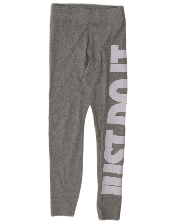 Nike Womens Graphic Leggings UK 10 Small Graue Baumwolle