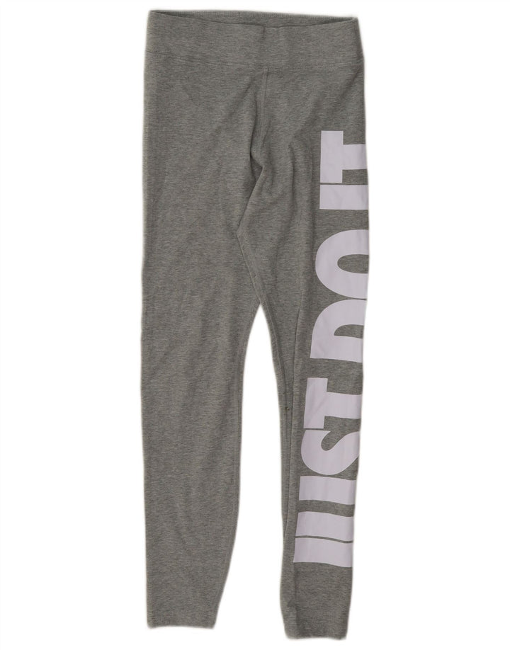 Nike Womens Graphic Leggings UK 10 Small Graue Baumwolle