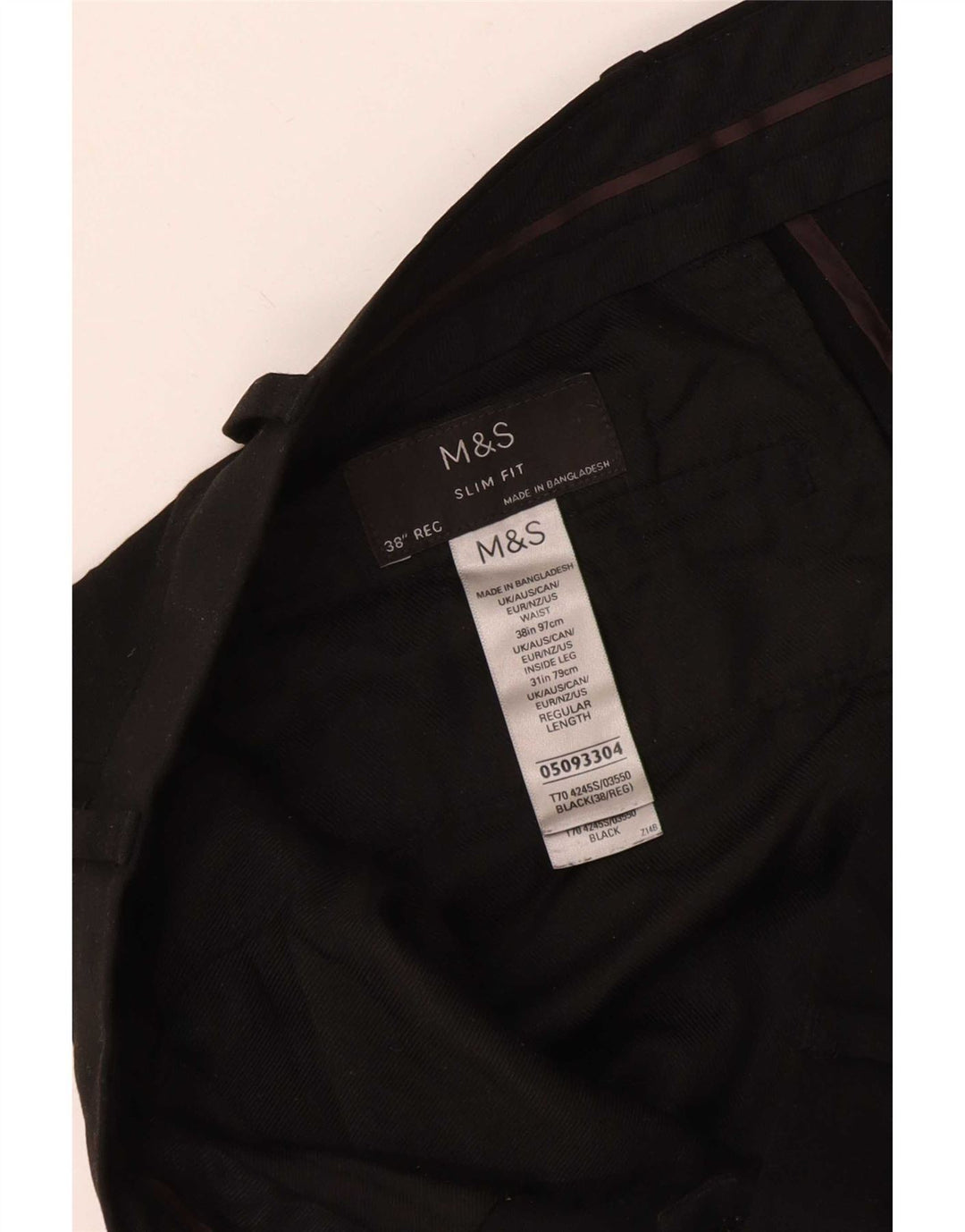 Marks & Spencer Herren Slim Fit Anzughose W38 L28 Schwarz Polyester
