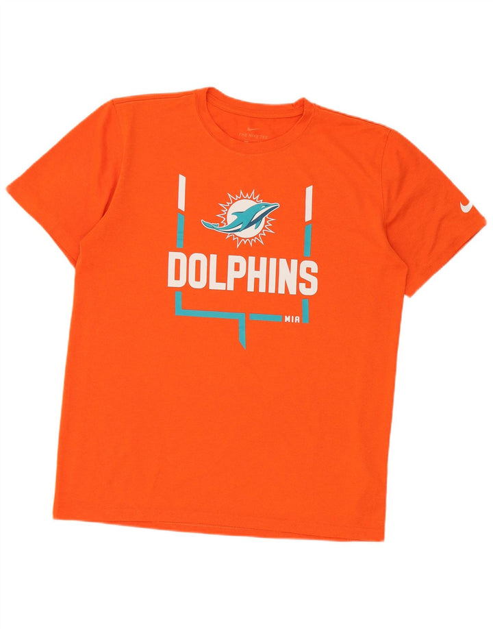 Nike Herren Miami Dolphins Grafik-T-Shirt aus mittelorangefarbenem Polyester