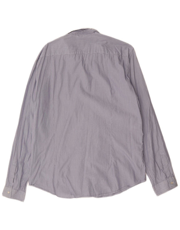 Hugo Boss Herren-Slim-Fit-Hemd XL aus blauer Nadelstreifen-Baumwolle