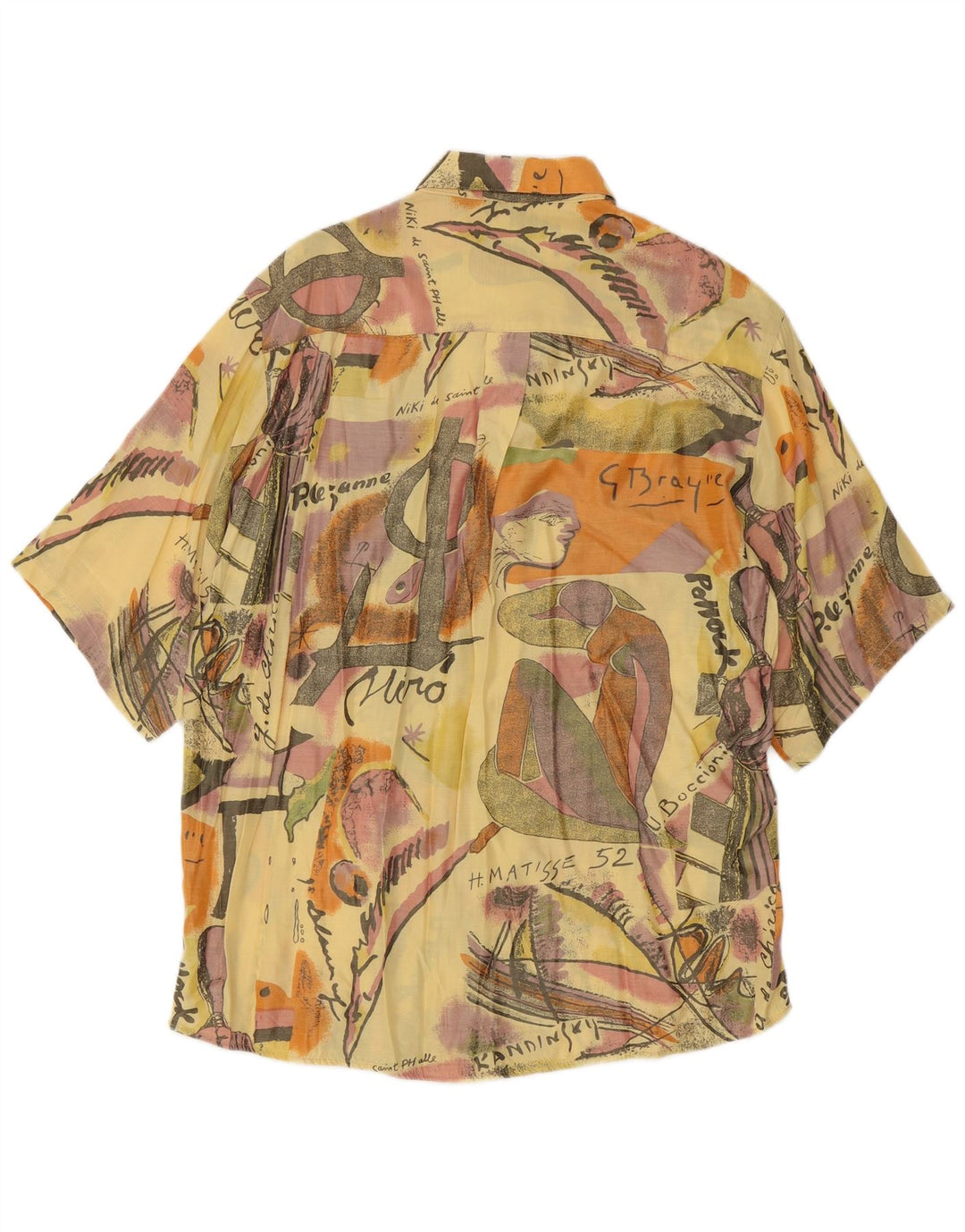 Jacky Peer Herren-Kurzarmhemd mit abstraktem Muster, XL, gelbe Viskose