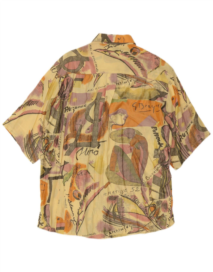 Jacky Peer Herren-Kurzarmhemd mit abstraktem Muster, XL, gelbe Viskose