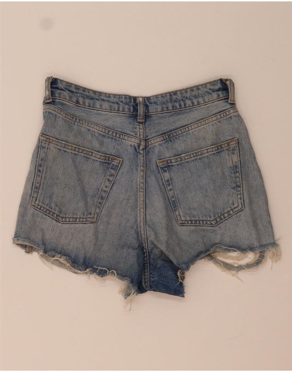 Topshop Damen Mom Distressed Denim Shorts UK 6 XS W26 Blau Polyester
