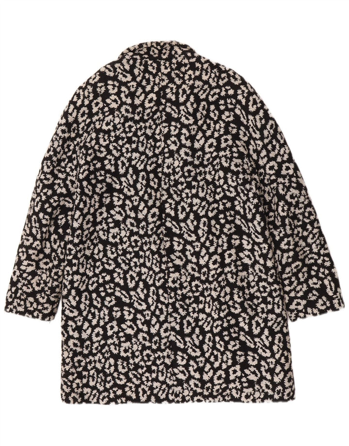 Zara Womens Abstract Pattern Open Overcoat UK 14 Große schwarze Baumwolle