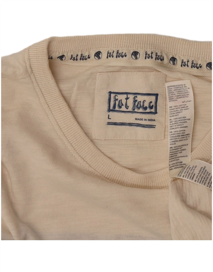 Fat Face Herren-T-Shirt-Oberteil, groß, beige, Colourblock-Baumwolle