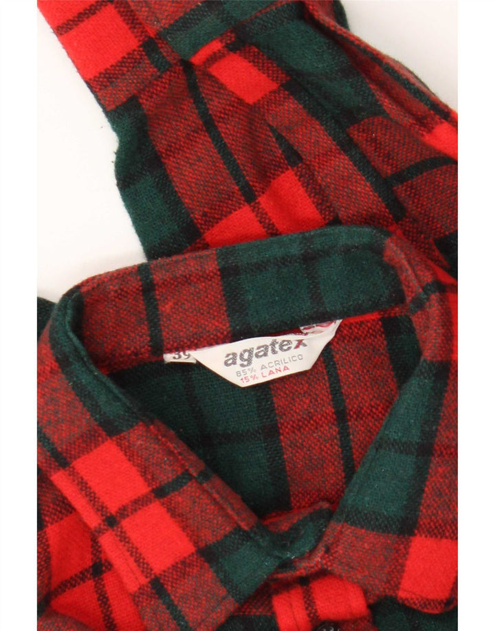 Agatex Herren-Flanellhemd, Größe 39, mittelrot, kariert, Acryl