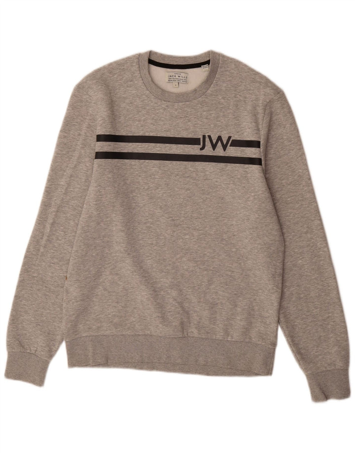 JACK WILLS Herren-Sweatshirt mit Grafik, Größe S, graue Baumwolle