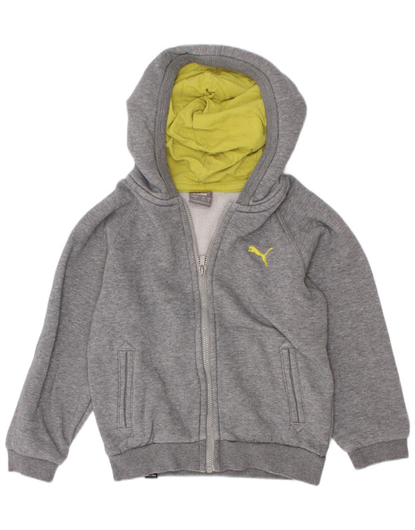 Puma Jungen-Kapuzenpullover mit Reißverschluss, 2–3 Jahre, grau gefleckte Baumwolle