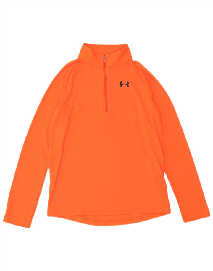 UNDER ARMOUR Boys Pullover Tracksuit Top 11-12 Years Large Orange Sports