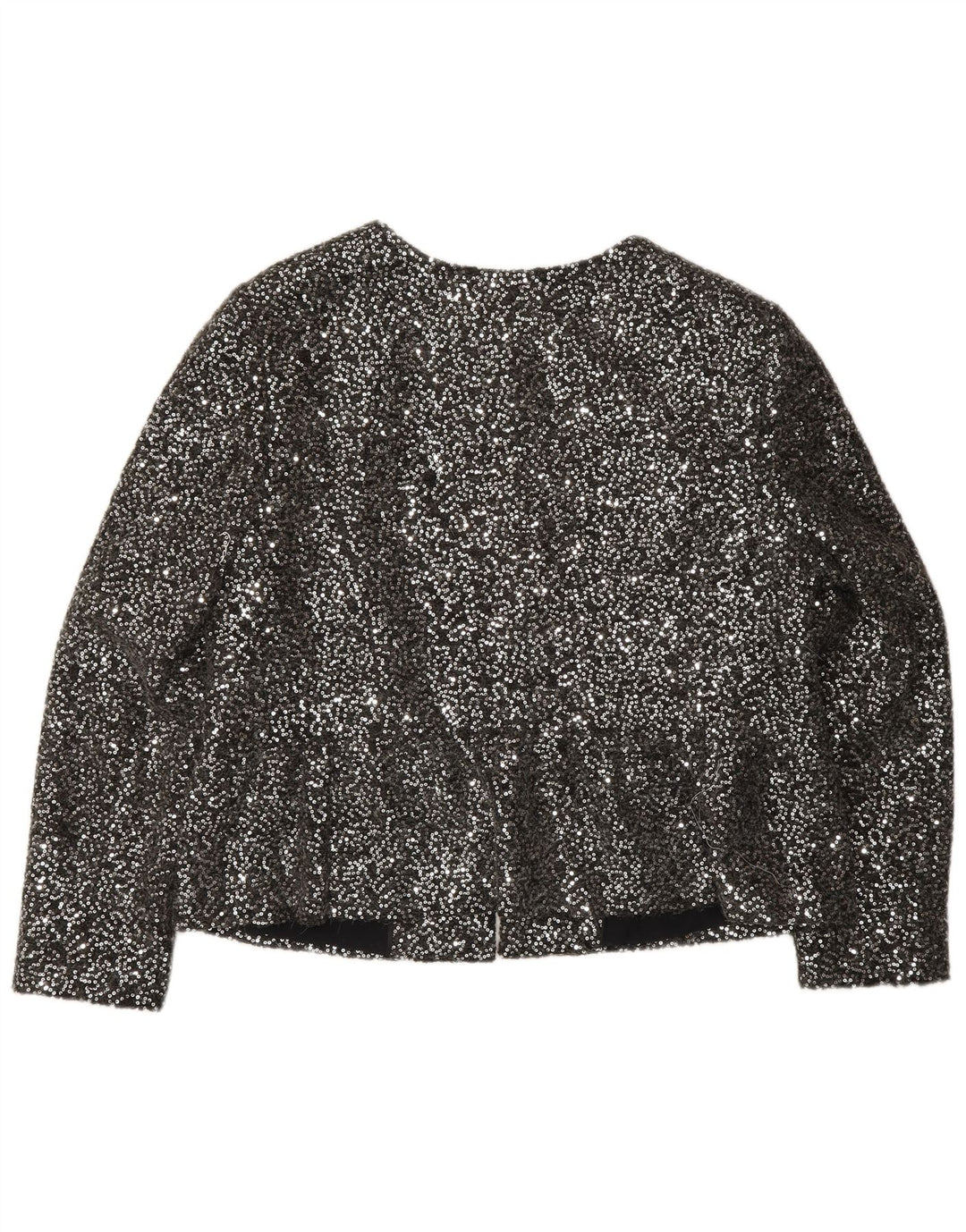Marks & Spencer Damen-Blazer mit durchgehendem Reißverschluss und Pailletten, UK 14, Mittelsilber
