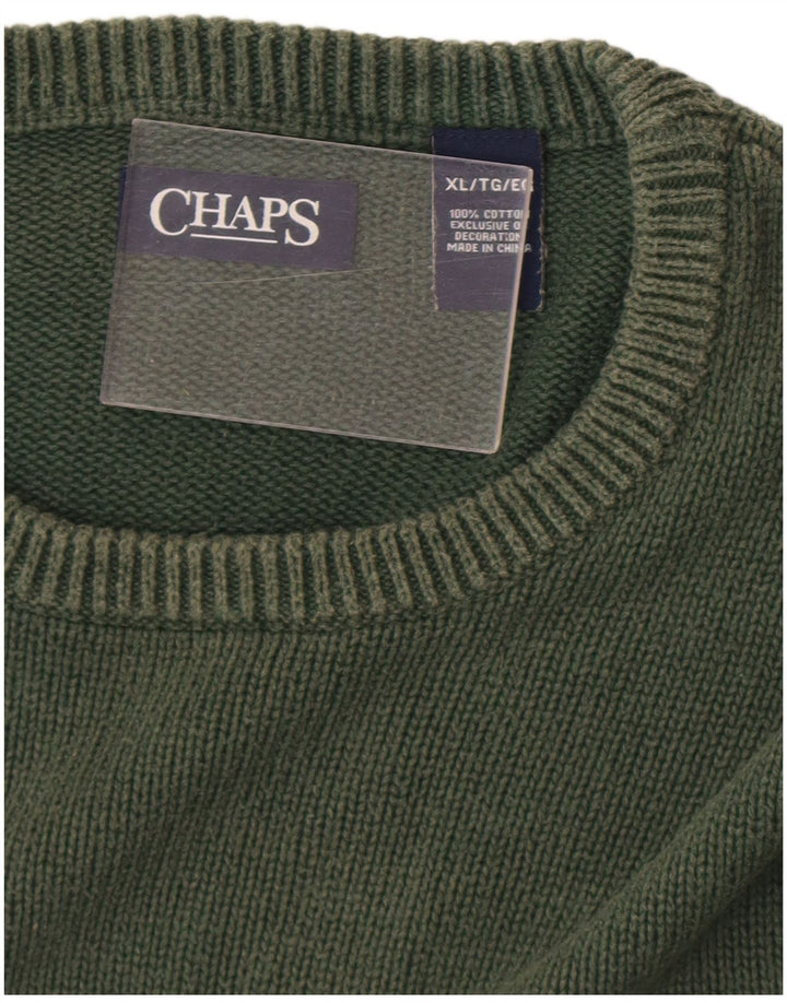 Chaps Herren-Pullover mit Rundhalsausschnitt, XL, grüne Baumwolle