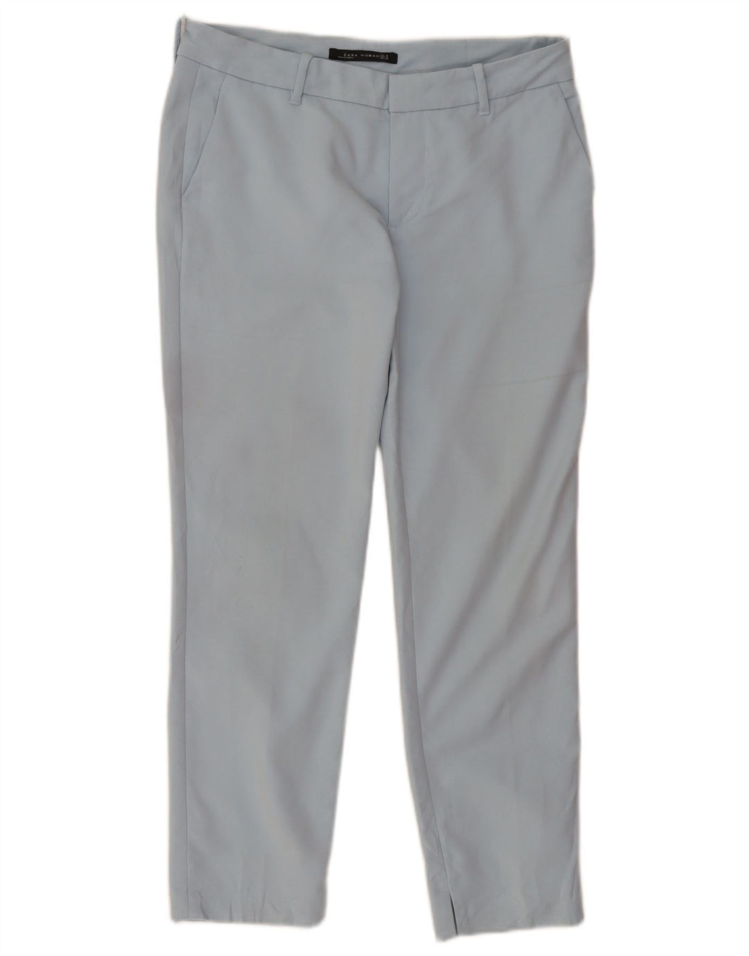 Zara Damen Crop Chino Hose Medium W30 L26 Blau