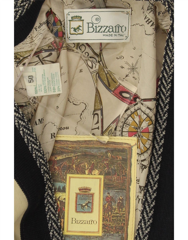 BIZZARRO Mens Cardigan Sweater IT 50 Large Beige Colourblock Polyester Vintage Bizzarro and Second-Hand Bizzarro from Messina Hembry 
