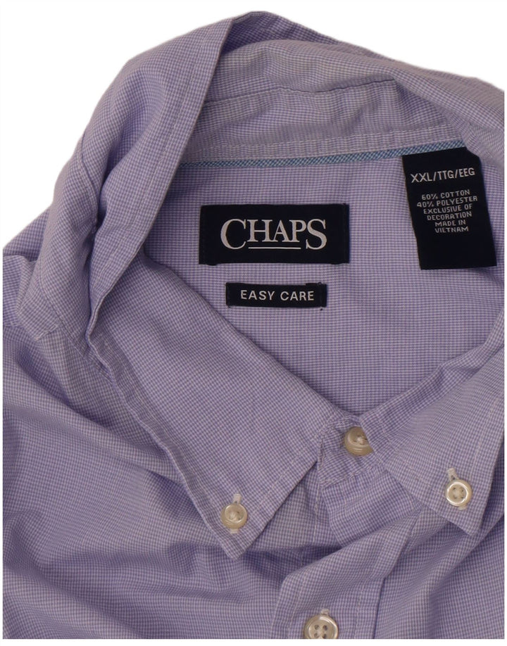 Chaps Herren Kurzarmhemd 2XL Lila Hahnentritt-Baumwolle