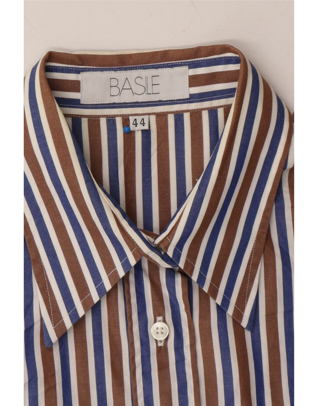 BASILE Womens Shirt IT 44 Medium Multicoloured Striped Cotton Vintage Basile and Second-Hand Basile from Messina Hembry 