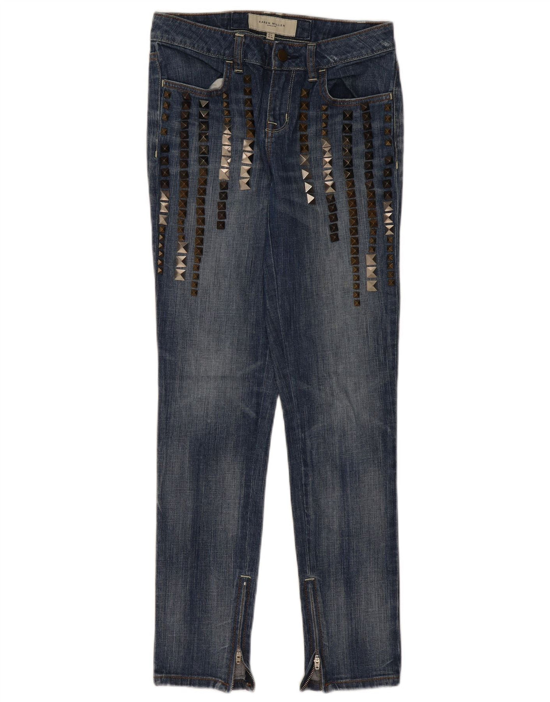 KAREN MILLEN Damen Distressed Slim Jeans UK 8 Small W28 L29 Blau