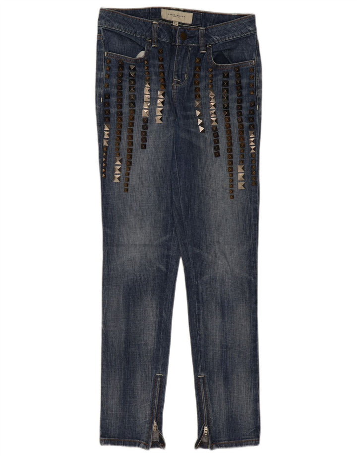 KAREN MILLEN Damen Distressed Slim Jeans UK 8 Small W28 L29 Blau