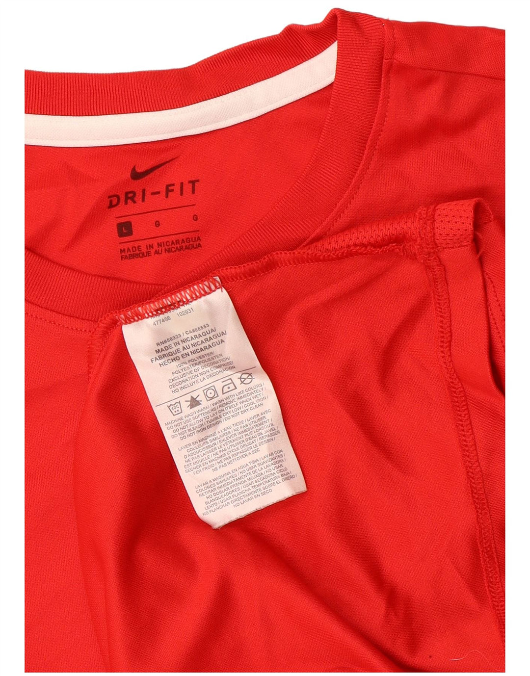 NIKE Damen Dri Fit T-Shirt Top UK 16 Large Rot Polyester