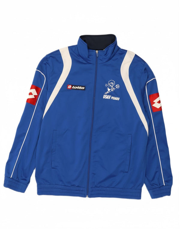 Lotto Herren-Trainingsanzug mit grafischem Oberteil, groß, blau, Farbblock-Polyester