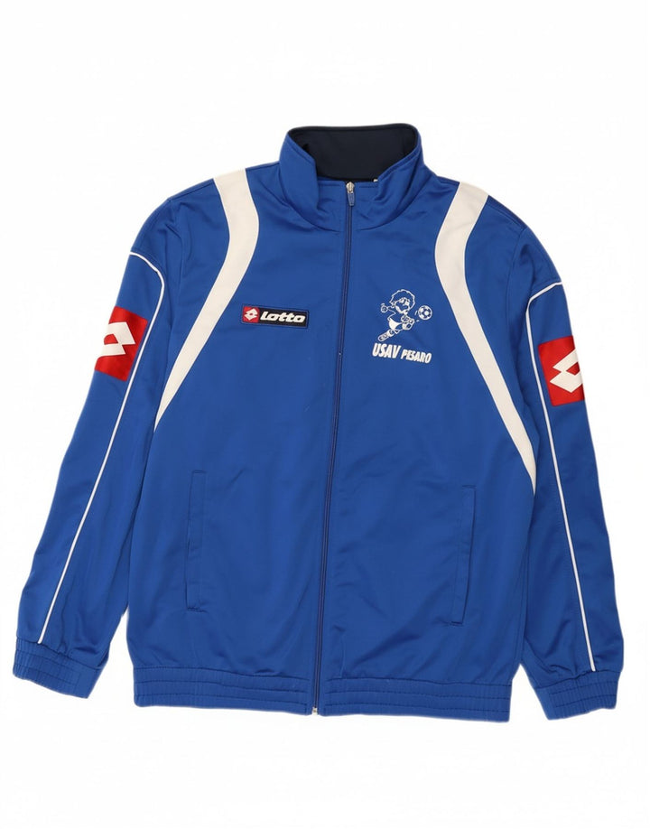 Lotto Herren-Trainingsanzug mit grafischem Oberteil, groß, blau, Farbblock-Polyester