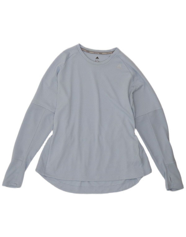 Adidas Damen Top Langarm UK 16/18 Large Blau Polyester