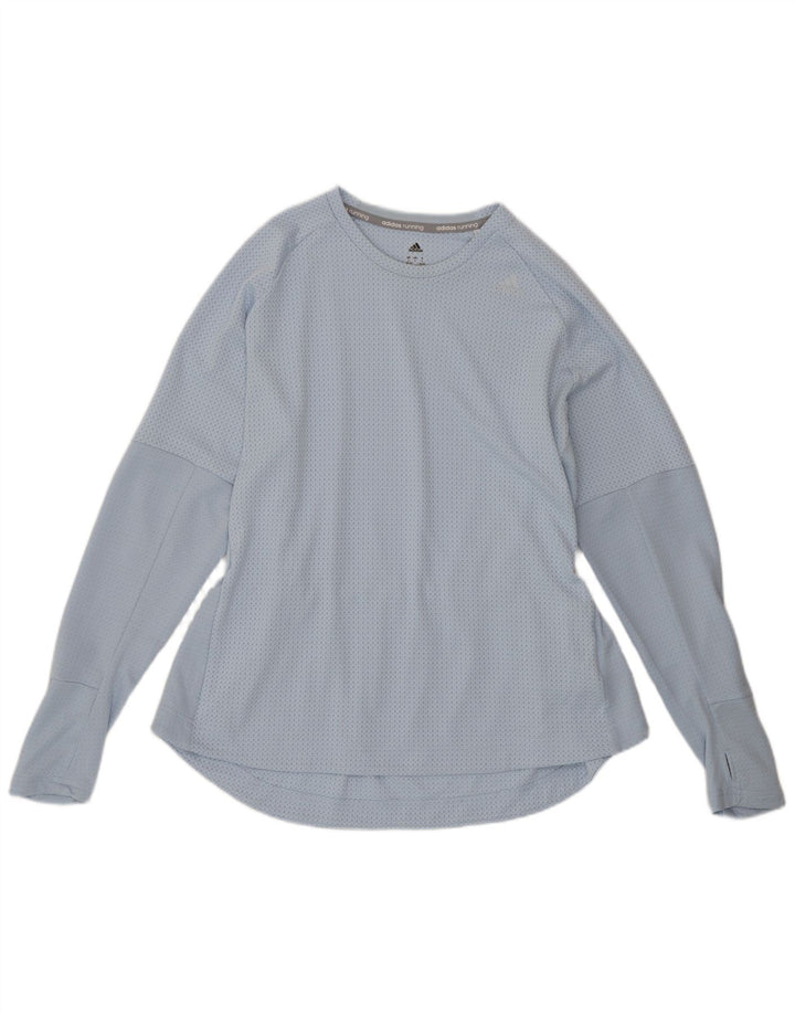 Adidas Damen Top Langarm UK 16/18 Large Blau Polyester