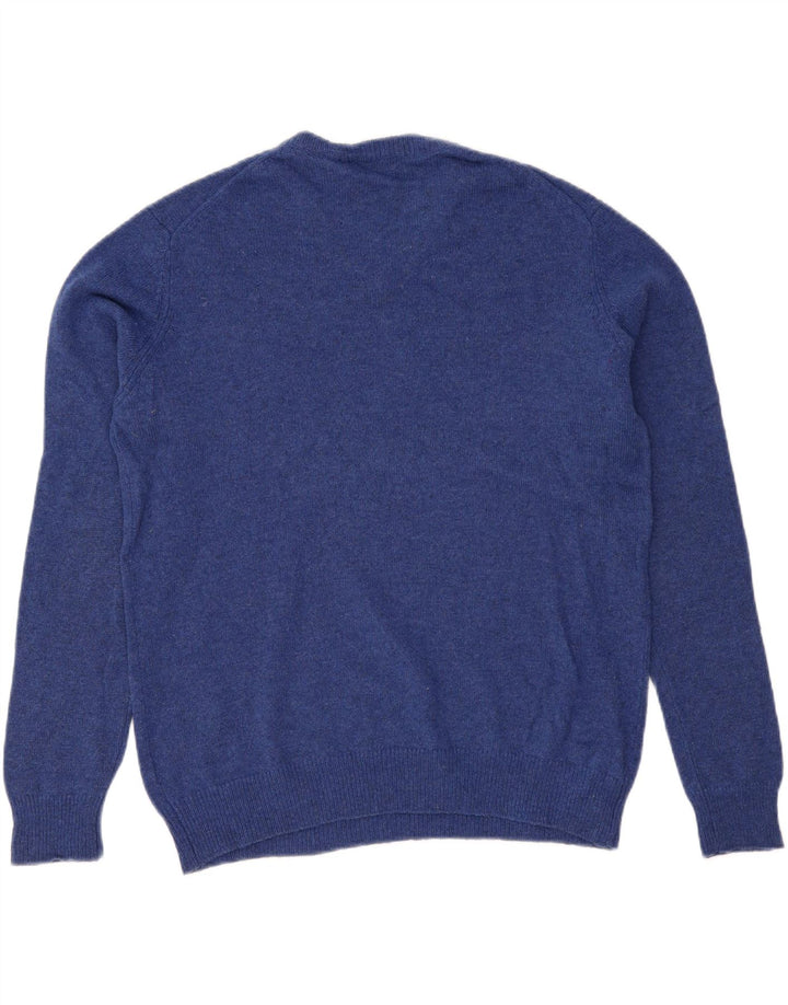JAMES PRINGLE Herren-Pullover mit V-Ausschnitt, groß, blaue Schurwolle