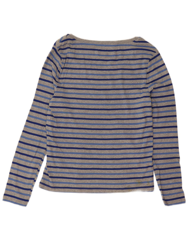 Tommy Hilfiger Damen Top Langarm UK 14 Große grau gestreifte Baumwolle