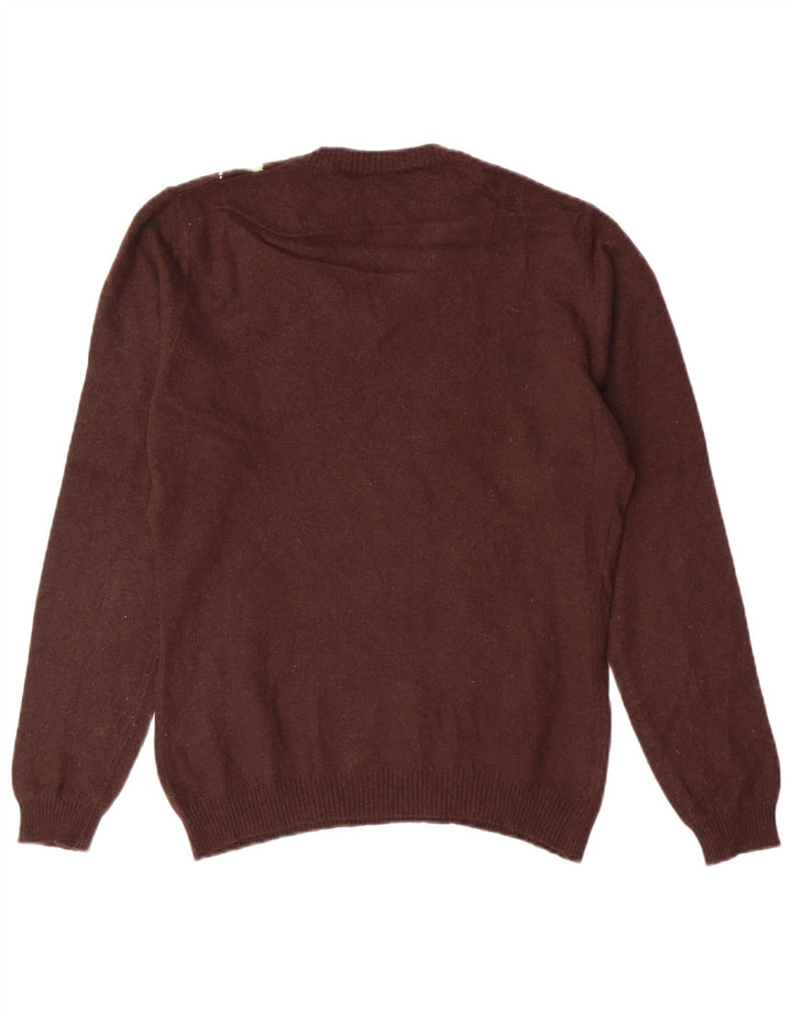 VINTAGE Damen Pullover mit V-Ausschnitt UK 12 Mittelbraun Argyle/Diamant