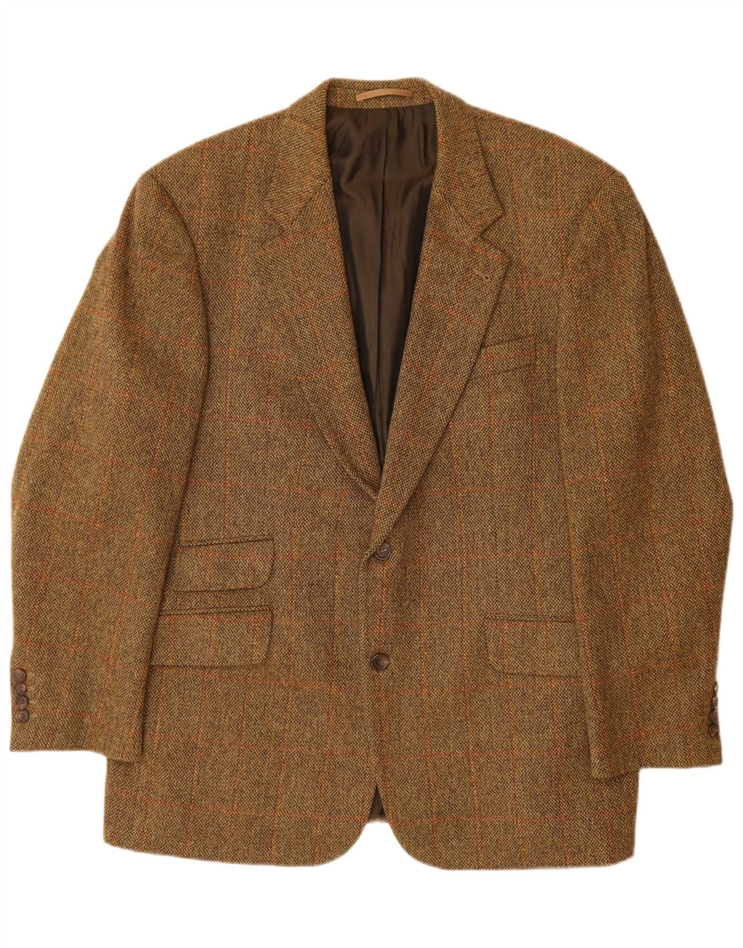 HUGO BOSS Herren 2-Knopf-Blazerjacke EU 56 3XL Braun karierte Schurwolle