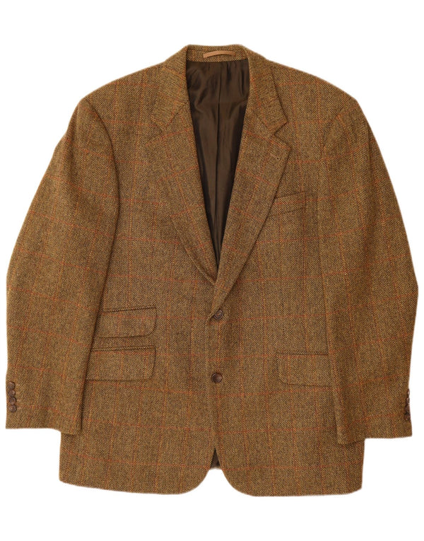 HUGO BOSS Herren 2-Knopf-Blazerjacke EU 56 3XL Braun karierte Schurwolle
